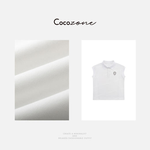 COCO ZONE 刘一一 经典polo领美式精致绣标无袖T恤 CD2A1436 商品图2
