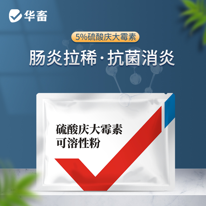 华畜5%硫酸庆大霉素可溶性粉 治疗肠炎拉稀 抗菌消炎