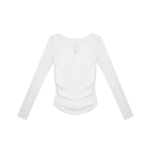 【178元任选3件】FDR凉感冰皮收腰褶皱斜肩长袖t恤女修身显瘦露肩运动上衣 商品图4