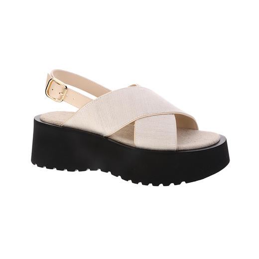 sheme环保火草绒皮料拼接女式厚底凉鞋时尚百搭可定制 商品图4