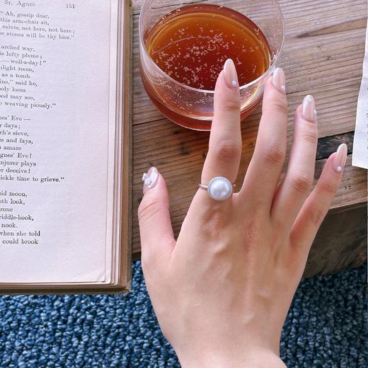 【甄珠贝】澳白星球戒指 11-12mm 镶嵌后基本无暇 细腻冷光 925纯银精工配件 商品图6