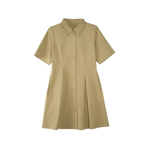 谜底纯色连衣裙短袖2025夏季新款通勤风衬衫式修身短裙257ML7836 商品图4