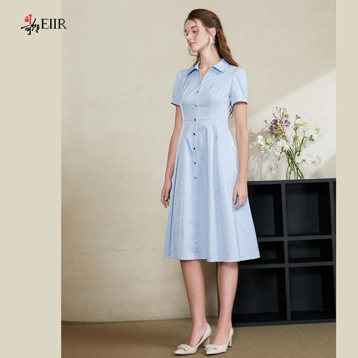 司歌衬衫收腰短袖连衣裙复古优雅A911264X 商品图4