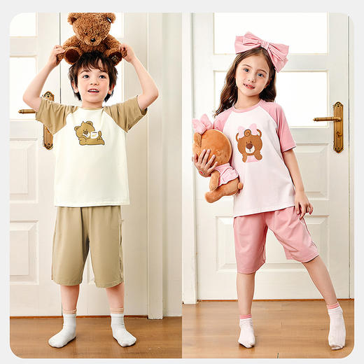 【泰迪熊联名】迷你巴拉男女童凉感抑菌睡衣夏季宝宝家居服 商品图2