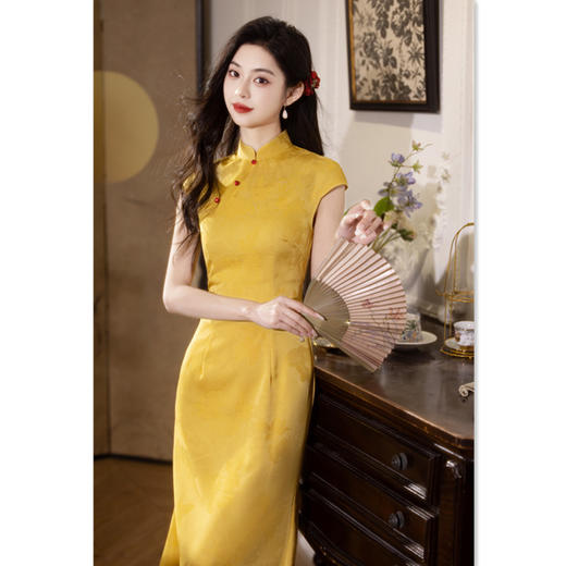 GX现代时尚改良新中式长款鱼尾旗袍2025夏新款年轻女士日常可穿旗袍 商品图2