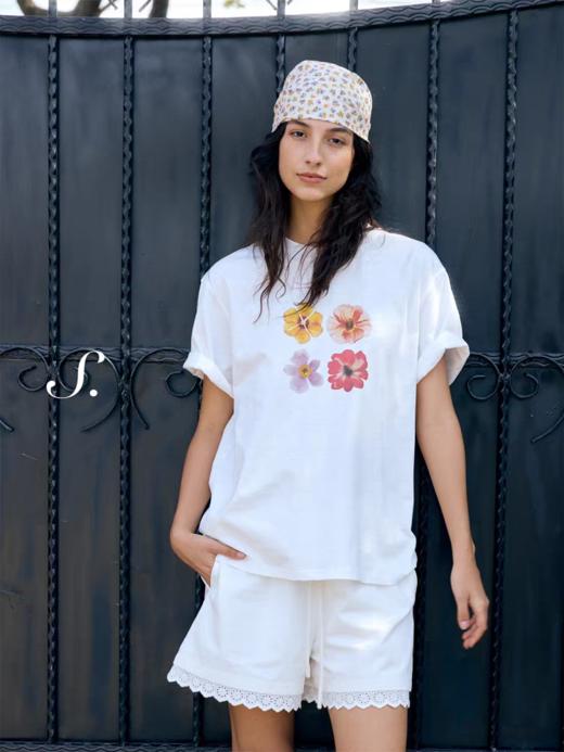 shyshystill/shy202502018/宽松两色印花短袖t恤 商品图2