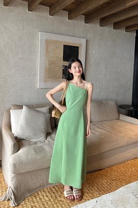 SUMMER & SAGE 不规则纯色吊带连衣裙 20910