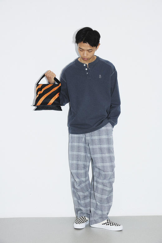 吃茶去chichaqu25轻量宽松棉麻格纹伞兵长裤山系户外运动休闲百搭 商品图1