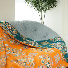 【832专区】汉棉盖毯-满园花-橘色150*200