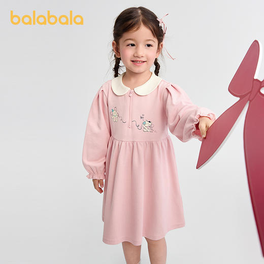 巴拉巴拉童装女童连衣裙学院风A字裙2025秋新款宝宝翻领裙子甜美 商品图1