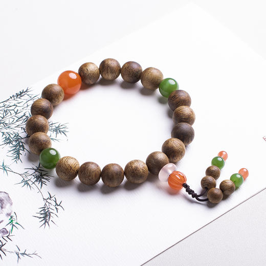 xy0410沉香+碧玉南红瓜珠手串 商品图9