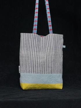 回声Echos/撞色拼接条纹单肩包【可双面背】