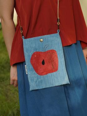 回声Echos/苹果贴布设计斜挎小包【可双面背】