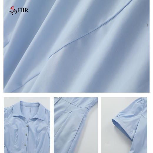 司歌衬衫收腰短袖连衣裙复古优雅A911264X 商品图2