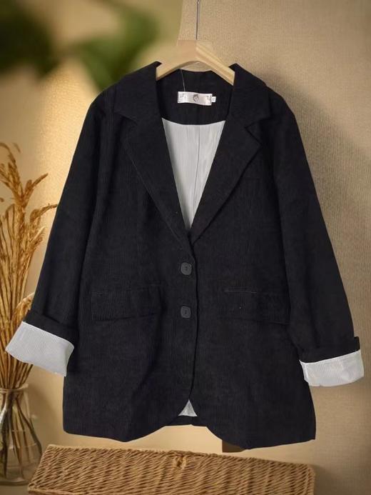 【诗铭洛可】XC7092西服条绒卷边袖宽松外套B19-3 商品图6