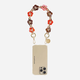 订购6周到｜La Coque Française-Cassy-红棕色 花朵 短款 手机链［法国设计师］