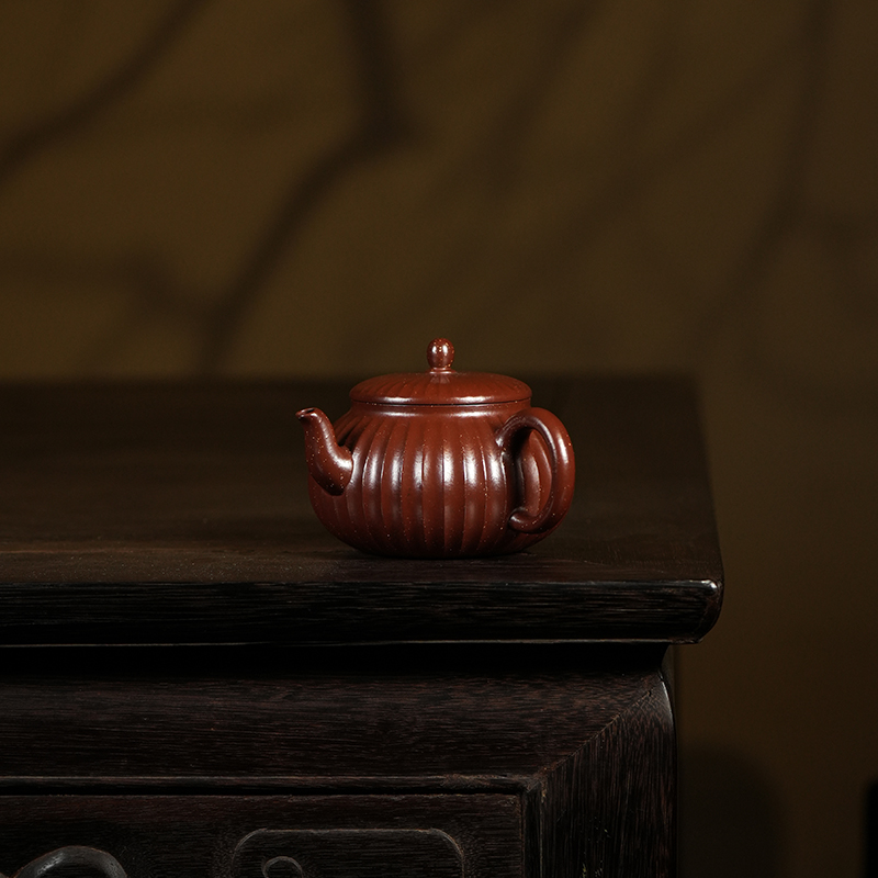 龙德堂陶艺 汤宣武制《利禄》侧把 200cc 原矿金砂紫朱泥  库存请咨询客服