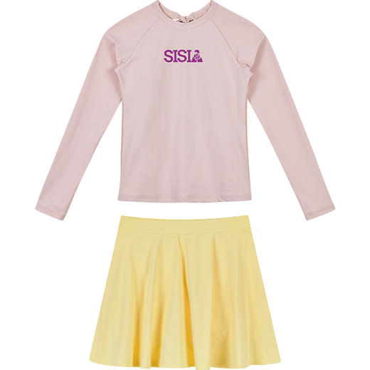 sisia新款中大女童泳衣分体裙式长袖防晒速干保守泡温泉度假泳装 商品图8