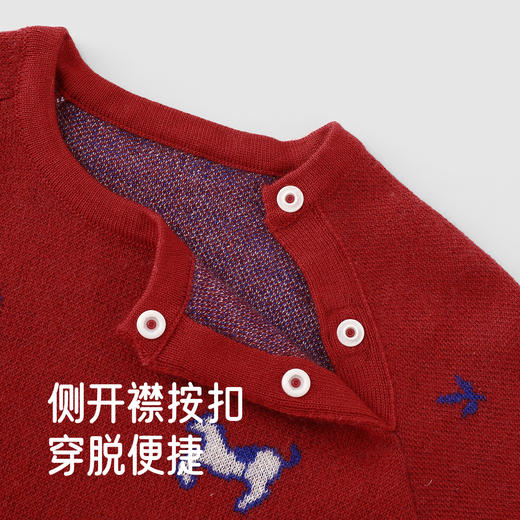 【高定系列】英氏婴儿衣服男童长袖春秋季连身衣新年装喜庆爬爬服 商品图3