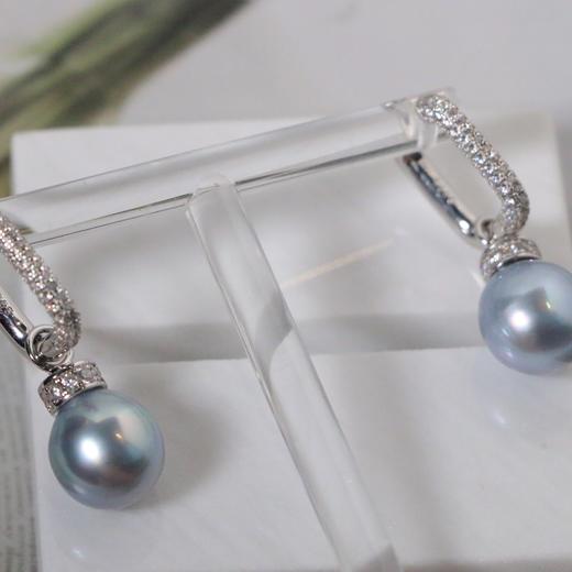 【甄珠贝】可脱卸款 大溪地铂金灰10-11mm 耳坠 吊坠/耳环两用款 925纯银配件 商品图4