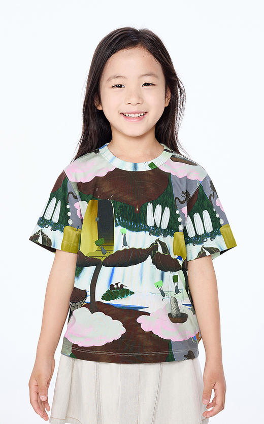 【春上新】8楼 江南布衣童装 花型宽松印花短袖T恤男女童25秋新品 吊牌价：395元 活动价：356元 商品图1