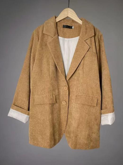 【诗铭洛可】XC7092西服条绒卷边袖宽松外套B19-3 商品图4