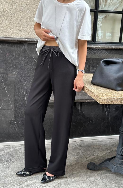 Z42210-1#同色系缎面腰头直筒裤 商品图3