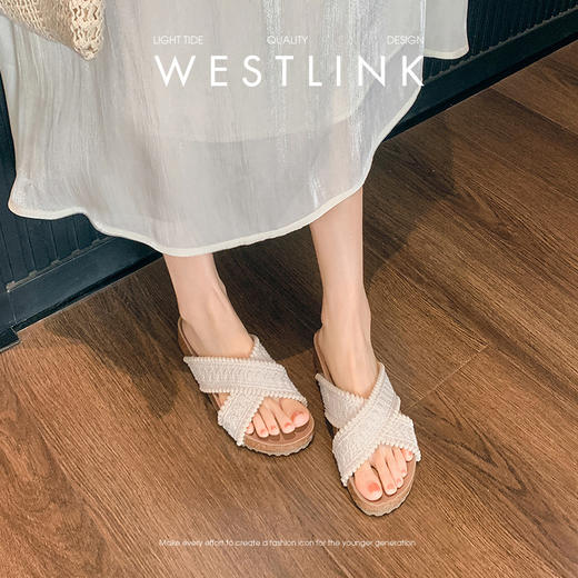 西遇外穿凉拖鞋女夏季新款复古民族风配裙子勃肯凉鞋平底拖鞋V1156802 商品图3