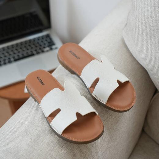 【澳洲品牌】EVERAU  一字拖凉鞋女真皮软底粘扣拖鞋平底懒人一脚蹬 EA7090 商品图2