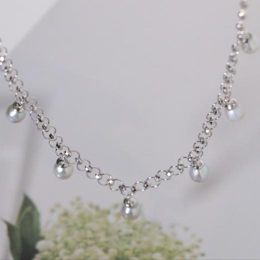 【甄珠贝】akoya真多麻色 4-5mm ji光无暇 仙女项链，可以和手链组一套搭配 925纯银配件 商品图0