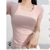 【经典百搭❗️弹力人棉极简T恤】简约不“简单” 春夏百搭无可挑剔短t恤，柔软透气亲肤不变形，短款紧身减领小衫，夏季时尚短袖白色打底衫上衣L 商品缩略图0