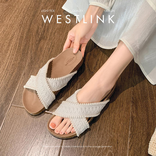 西遇外穿凉拖鞋女夏季新款复古民族风配裙子勃肯凉鞋平底拖鞋V1156802 商品图1