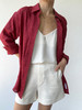 THEHOYAN｜TH2504-R  04 oversized linen shirt BURGUNDY 亚麻衬衫 [ 酒红 ] 商品缩略图3
