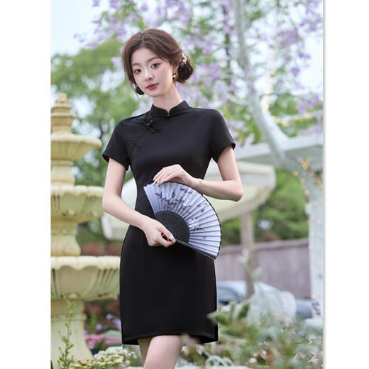 GX2025夏款中国风罗马棉短款复古旗袍改良修身显瘦新中式日常旗袍裙 商品图3