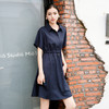谜底连衣裙短袖2025夏季新款休闲百搭腰部抽绳深蓝短裙257ML7833 商品缩略图1