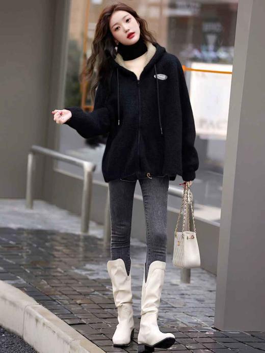 【诗铭洛可】W953颗粒连帽长袖外套B19-2 商品图0