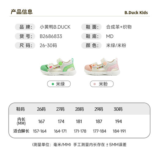 B.Duck小黄鸭童鞋夏季机能凉鞋26-30 B2686833 商品图1