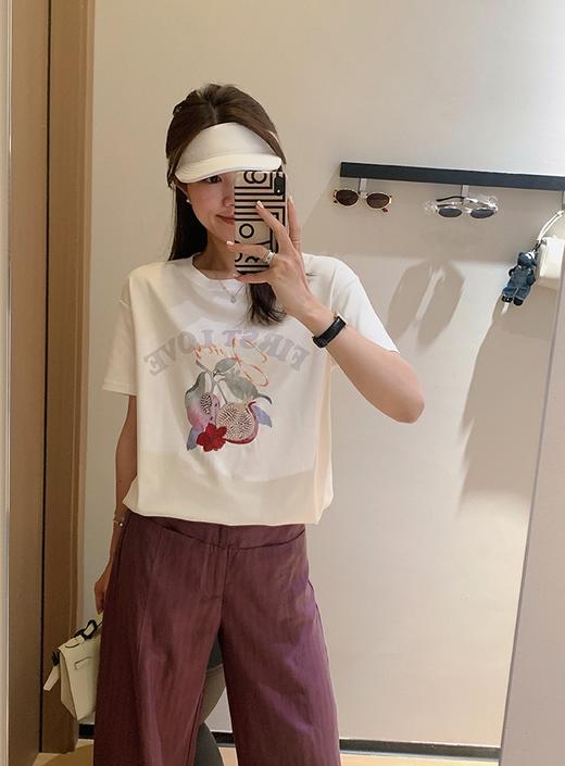 重工刺绣钉珠石榴液氨新疆棉刺绣印花T恤 商品图9