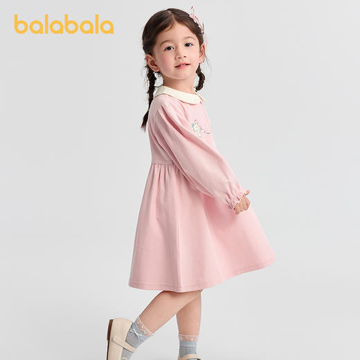 巴拉巴拉童装女童连衣裙学院风A字裙2025秋新款宝宝翻领裙子甜美 商品图2
