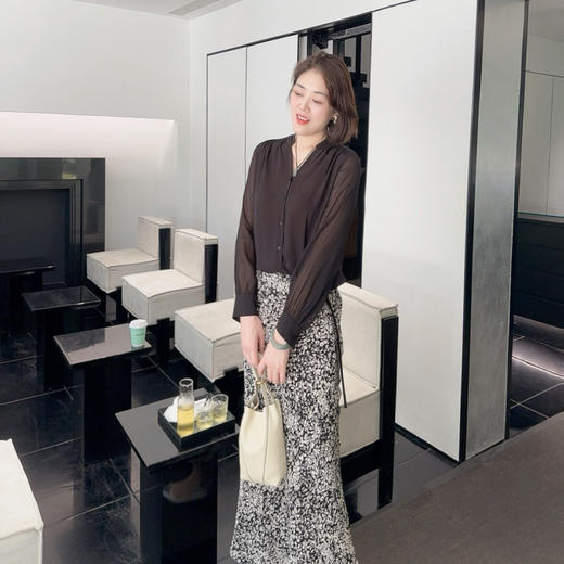 火桐hooton 铂金系列 侘寂禅意 全真丝双绉半身裙YT1038 商品图0