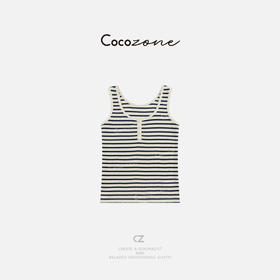 COCO ZONE 刘一一 【100棉】复古条纹系扣无袖套头背心CD1A0181