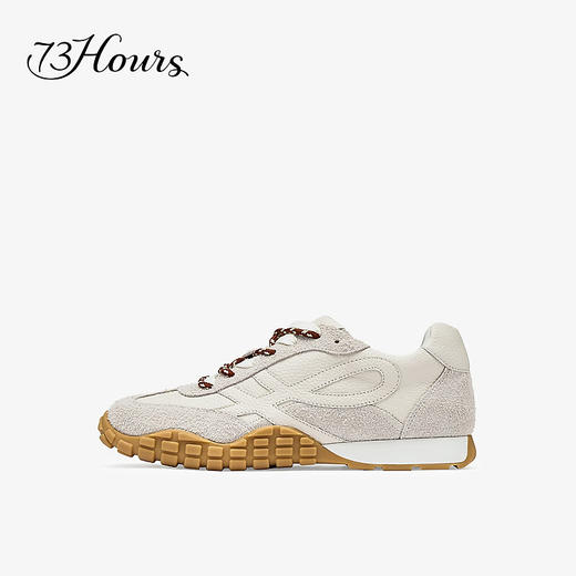 【2F】73Hours女鞋杏仁烤奶2025秋季新品休闲鞋平底系带拼色德训鞋 商品图1