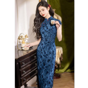 GX老上海民国风长款中式旗袍改良年轻款2025新款女复古短袖弹力旗袍