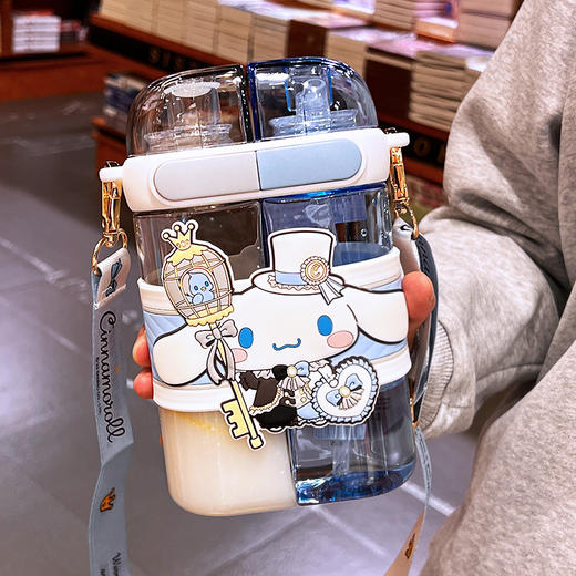 艾可思方形吸管水杯高颜值大容量分仓双饮塑料水杯小学生斜挎杯子 商品图8