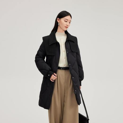 艾莱依 女气质云肩领中长款羽绒服 6024701194 商品图4