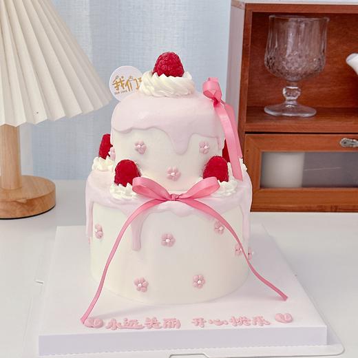 ins小双层蝴蝶结丝带蛋糕-低糖处理无添加 商品图0