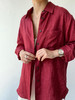 THEHOYAN｜TH2504-R  04 oversized linen shirt BURGUNDY 亚麻衬衫 [ 酒红 ] 商品缩略图8