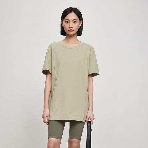 53243  IN AND ON 夏短袖女纯色t恤100%长绒棉宽松休闲廓形纸片人圆领上衣 商品图6