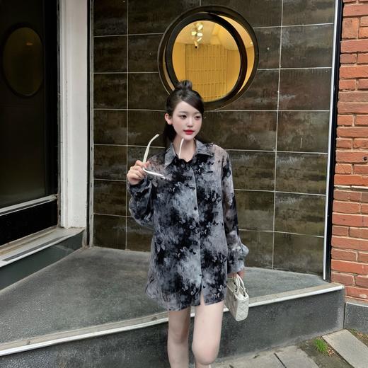 NC翻领蝴蝶图案肌理长袖衬衫50317（灰） 夏季 252140160321 商品图1