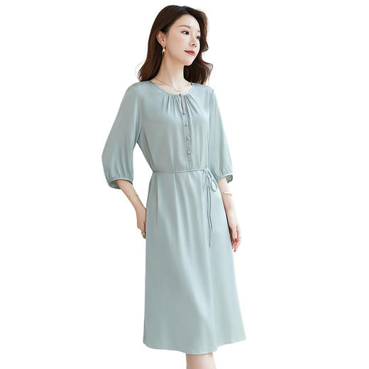 QS-【桑蚕丝】对接直播气质通勤职业群显瘦弹力双乔真丝连衣裙7986 商品图4